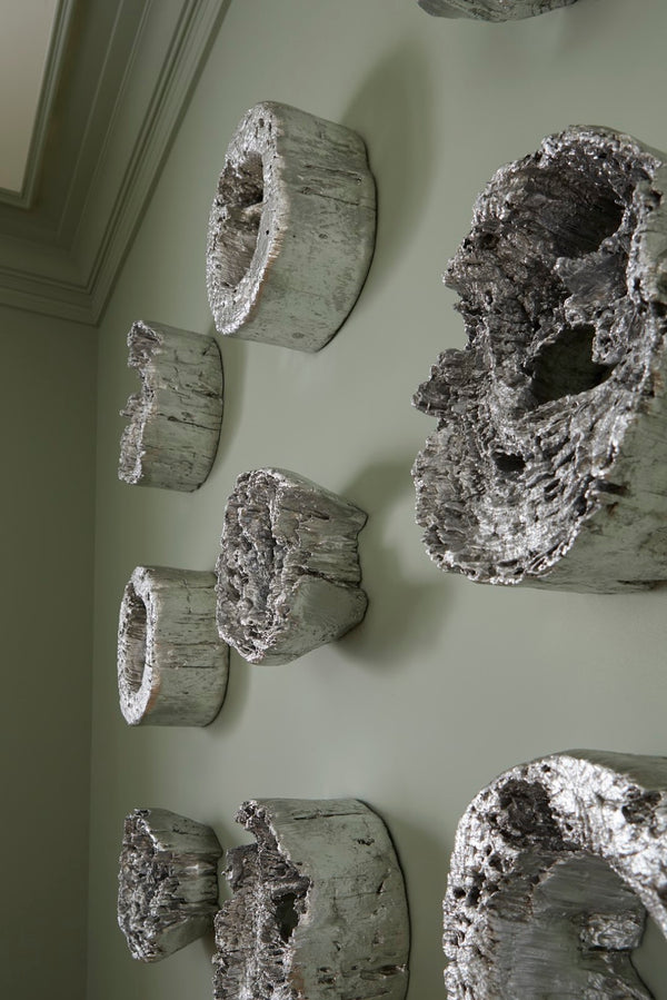 Phillips Collection Cast Eroded Wood Circle Wall Tile - Modern Organic Design With Silver Leaf Finish For Unique Spaces Silver Resin Composite Ph102835
