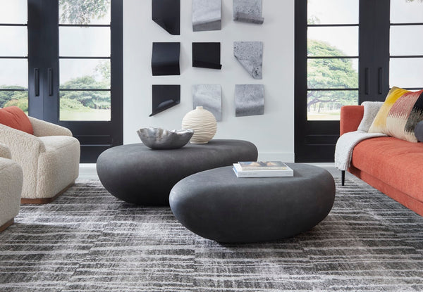 Phillips Collection Cast Onyx Bowl - Hand-painted Decorative Piece Mimicking Natural Veining, Modern Organic Design Silver Resin Composite Ph103572