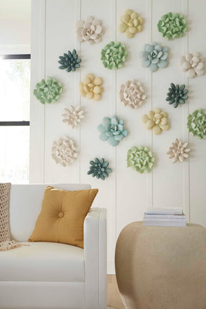 Phillips Collection Oviferum Succulent Wall Art - Modern Floral Sculpture For Unique Gallery Displays & Organic Style Yellow Resin Ph104155
