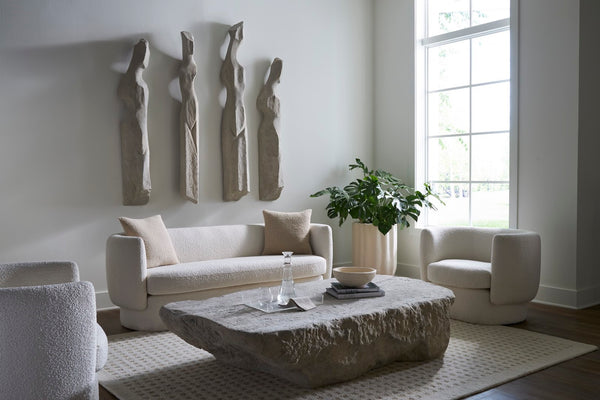 Phillips Collection Quarry Coffee Table - Bold Organic Design With Rustic Charm And Lightweight Durability For Any Space Off White Resin Ph104332