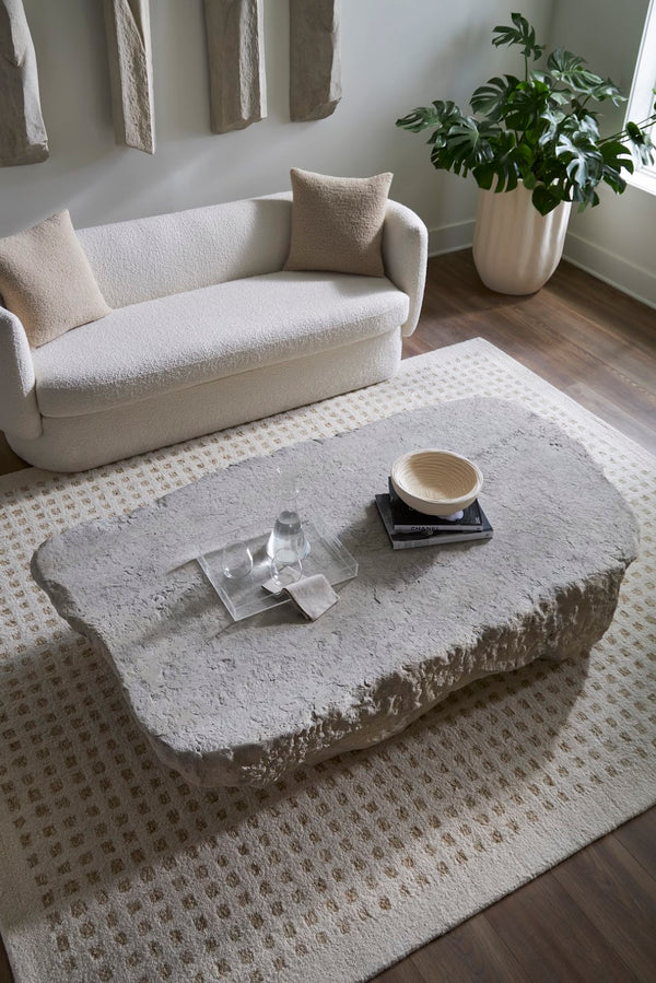 Phillips Collection Quarry Coffee Table - Bold Organic Design With Rustic Charm And Lightweight Durability For Any Space Off White Resin Ph104332