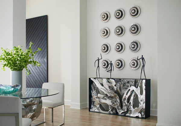 Phillips Collection Cast Root Silver Leaf Console Table - Modern Organic Design With Iron Frame For Stylish Decor Silver,Black Resin Composite Ph104350