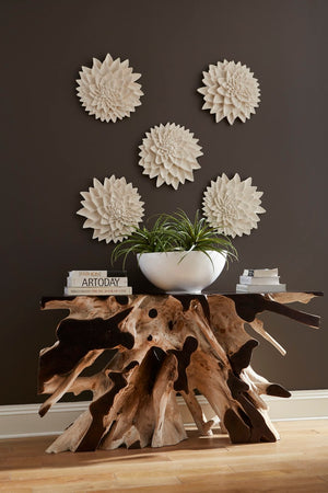 Phillips Collection Dahlia Flower Wall Art Sculpture - Elegant White Stone Design For Modern Organic Home Decor White,Off White Resin,Resin Composite Ph104364