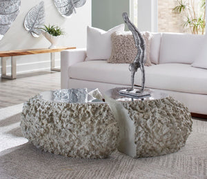 Phillips Collection Split The Difference Coffee Table - Modern Ash Resin Design Inspired By Tectonic Forces And Nature Gray,Silver Resin Ph107156