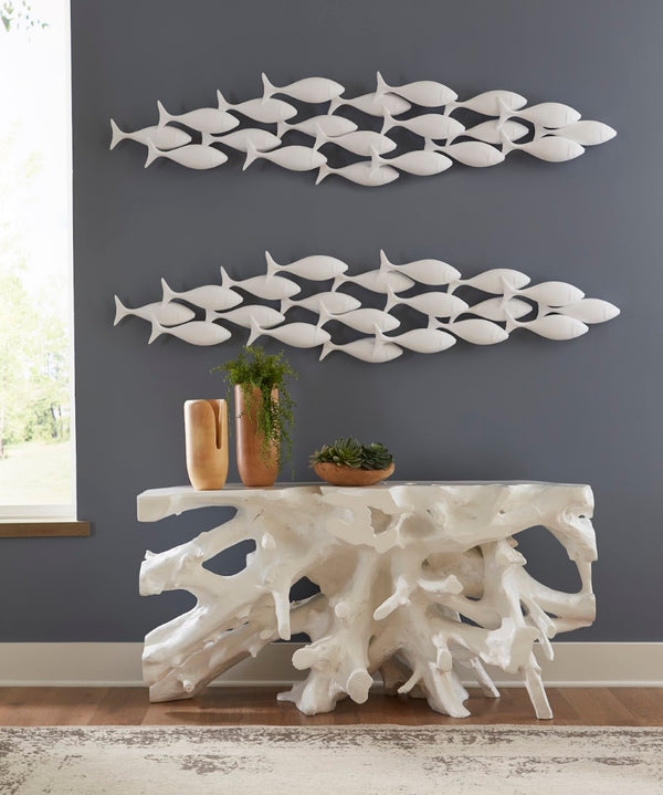 Phillips Collection School Of Fish Wall Art – Playful Dimensional Decor Celebrating Teamwork And Unity For Your Space White Resin Ph110577