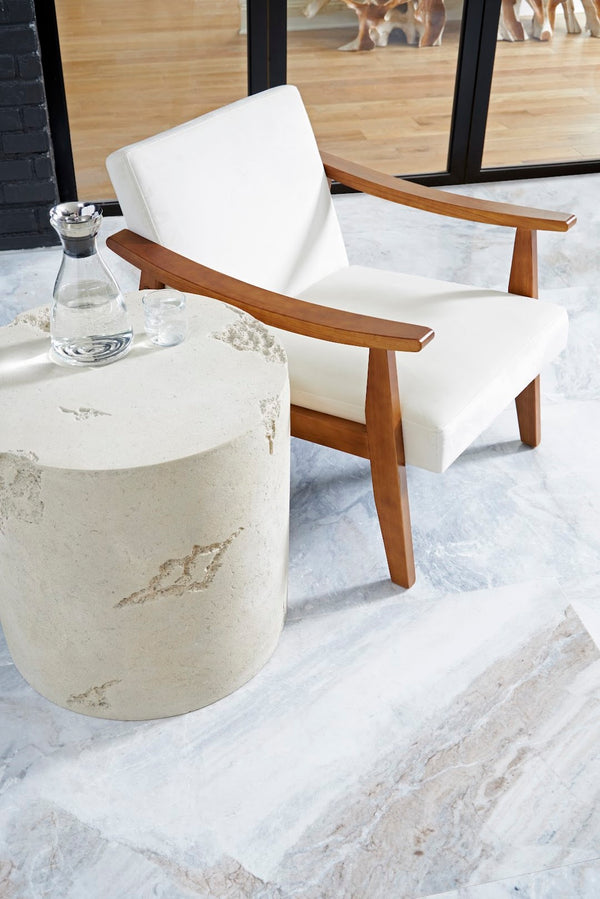 Phillips Collection Formation Side Table - Durable Roman Stone Finish, Weather-resistant Design For Indoor & Outdoor Use Off White Resin Ph111486