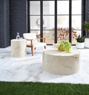 Phillips Collection Formation Side Table - Durable Roman Stone Finish, Weather-resistant Design For Indoor & Outdoor Use Off White Resin Ph111486