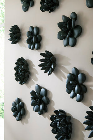 Phillips Collection Oviferum Succulent Wall Art - Modern Floral Sculpture For Unique Gallery Displays & Organic Style Black Resin Ph111558