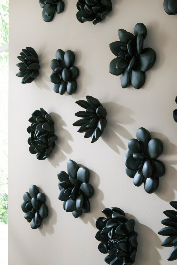 Phillips Collection Oviferum Succulent Wall Art - Modern Floral Sculpture For Unique Gallery Displays & Organic Style Black Resin Ph111558