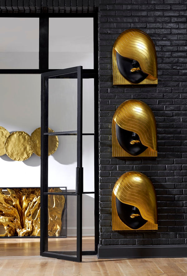 Phillips Collection Fashion Faces Wall Art - Chic Resin Décor Piece With Striking Style To Elevate Your Space Elegantly Black,Gold Resin Ph112030