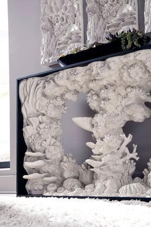 Phillips Collection Reef Framed Console: Stunning Statement Piece To Elevate Contemporary Spaces With Organic Style Off White Resin Ph112035