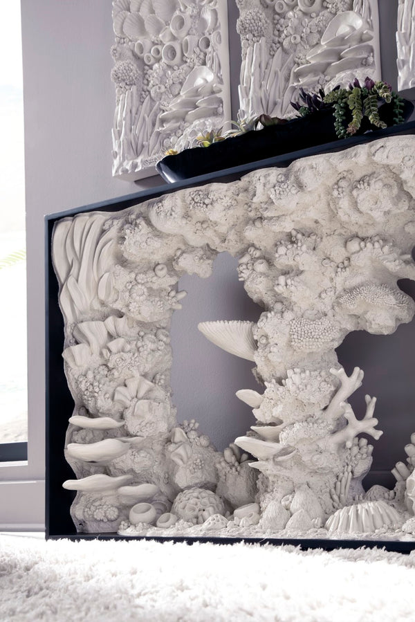 Phillips Collection Reef Framed Console: Stunning Statement Piece To Elevate Contemporary Spaces With Organic Style Off White Resin Ph112035