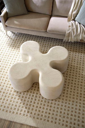 Phillips Collection Clover Coffee Table In Roman Stone – Elegant Artisan Design For Modern And Classic Living Spaces Off White Resin Ph112765