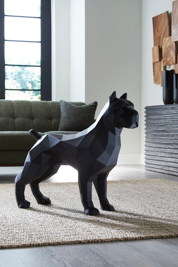 Phillips Collection Pitbull Facet Sculpture In Matte Black - Bold Artisan-grade Resin Decor For Modern Interiors Black Resin,Resin Composite Ph112992