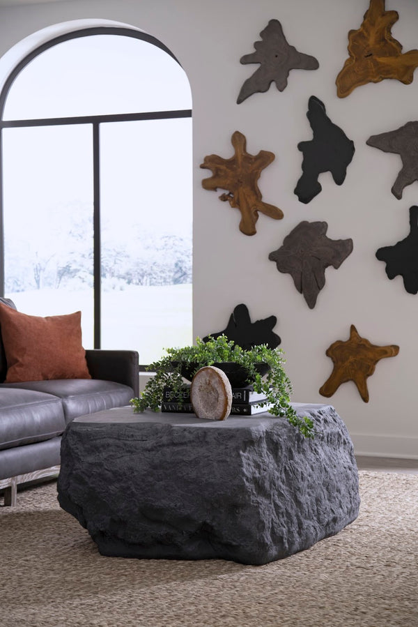 Phillips Collection Quarry Coffee Table - Bold Organic Design With Rustic Charm And Lightweight Durability For Any Space Gray Resin Ph113879