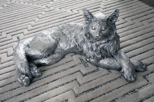 Phillips Collection Cat Sculpture In Stunning Silver Leaf Finish – Artisan Crafted Resin Décor For Cat Lovers Silver Resin Ph113917