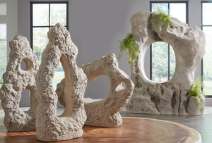 Phillips Collection Cast Stone Table Top Sculpture – Unique Modern Organic Design For Contemporary And Traditional Spaces Off White Resin Ph114741