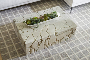 Phillips Collection Chunk Coffee Table - Durable Rectangle Roman Stone Design For Indoor & Outdoor Living Spaces Off White Resin Ph115148
