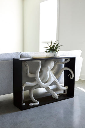 Phillips Collection Octo Console Table With Captivating Octopus Design, Unique Resin Art, Perfect For Stylish Interiors White,Black Resin Ph115679
