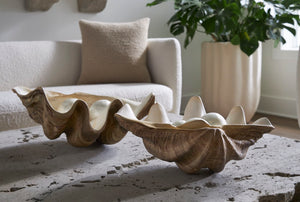 Phillips Collection Cast Clam Shell Bowl – Elegant Coastal Decor Piece For A Touch Of Ocean Charm In Your Home Beige,White Resin Ph115690