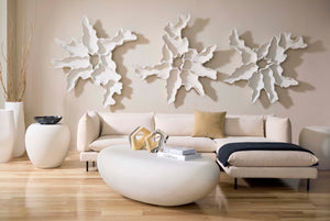 Phillips Collection Contour Cast Organic Flower Wall Art - Lightweight Whitestone Design For Indoor & Outdoor Spaces Off White Resin Ph116132