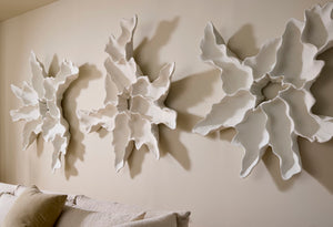 Phillips Collection Contour Cast Organic Flower Wall Art - Lightweight Whitestone Design For Indoor & Outdoor Spaces Off White Resin Ph116132