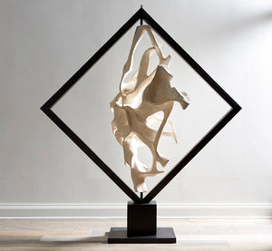 Phillips Collection Cast Revolving Diamond Sculpture - Unique Organic Root Design With Elegant White Stone Finish Black,White Resin Ph116838