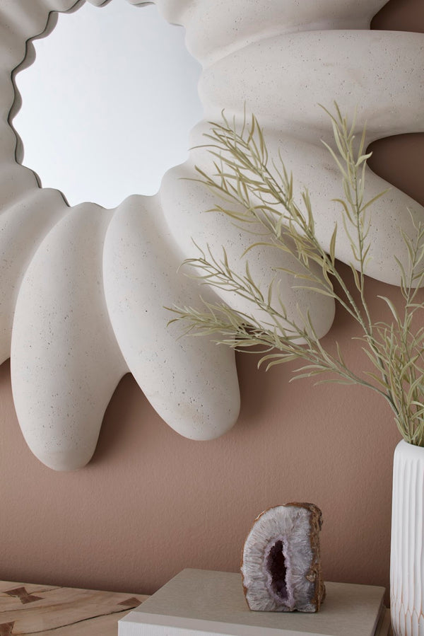 Phillips Collection Radial Shell Mirror - Elegant Ocean-inspired Design With White Stone Accents For Any Room Decor Off White Resin Ph117416