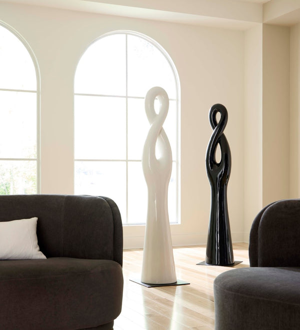 Phillips Collection Twisted Sculpture: Striking Abstract Art Piece For Modern Outdoor Spaces With Elegant Finish White Resin Ph118779