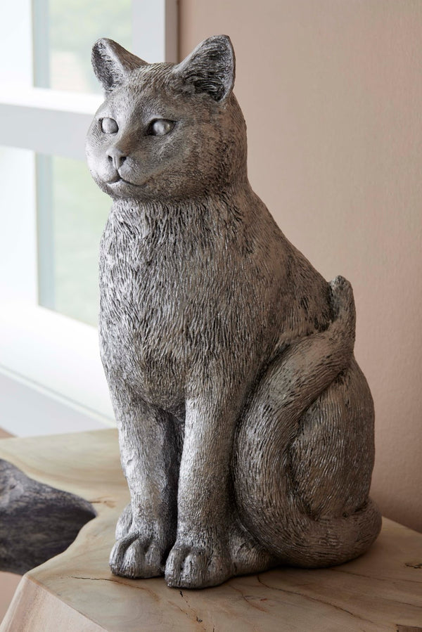 Phillips Collection Cat Sitting Sculpture - Artisan-crafted Resin Cat Art Piece For Passionate Cat Lovers' Homes Silver Resin Ph119102