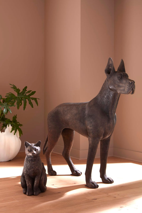 Phillips Collection Great Dane Sculpture: Stunning Bronze Art Piece Of Playful Elegance For Home Or Garden Décor Brown Resin Ph119127