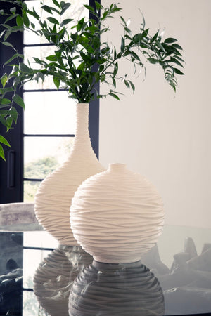 Phillips Collection Waves Sphere Vase - Contemporary Organic Design, Durable Composite, Inspired By Nature's Patterns Off White Resin Composite Ph53125