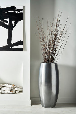 Phillips Collection Elonga Planter - Contemporary Metallic Finish For Modern Organic Spaces, Durable & Stylish Design Silver Resin Ph60389