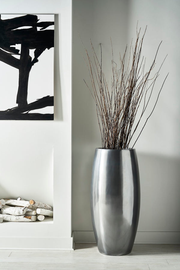 Phillips Collection Elonga Planter - Contemporary Metallic Finish For Modern Organic Spaces, Durable & Stylish Design Silver Resin Ph60389