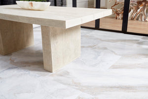 Phillips Collection Old Lumber Dining Table - Rustic Charm With Durable Roman Stone Finish For Effortless Maintenance Off White Resin Composite Ph63850