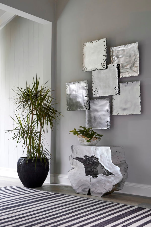 Phillips Collection Freedom Console Table In Silver Leaf - Nature-inspired Glamour For Modern Home Décor & Style Silver Resin Ph64210