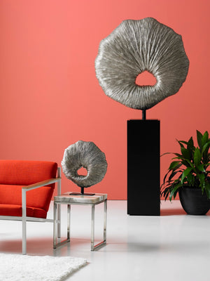 Phillips Collection Fungia Silver Leaf Sculpture - Captivating Nature-inspired Art Piece For Home Décor Lovers Silver Resin Ph67764