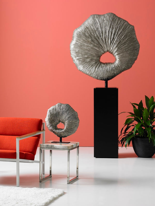 Phillips Collection Fungia Silver Leaf Sculpture - Captivating Nature-inspired Art Piece For Home Décor Lovers Silver Resin Ph67764