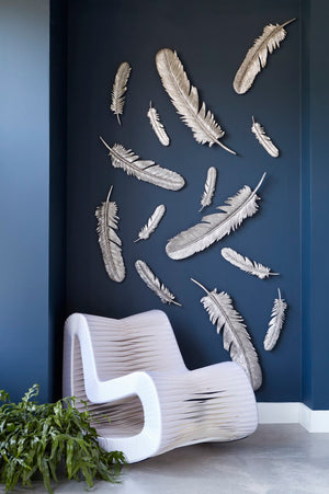Phillips Collection Feathers Decorative Wall Art Sculptures – Luminous Nature-inspired Design For Modern Interiors Silver Resin Ph79017