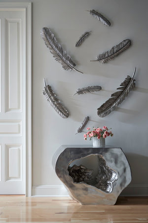 Phillips Collection Feathers Decorative Wall Art Sculptures – Luminous Nature-inspired Design For Modern Interiors Silver Resin Ph79017