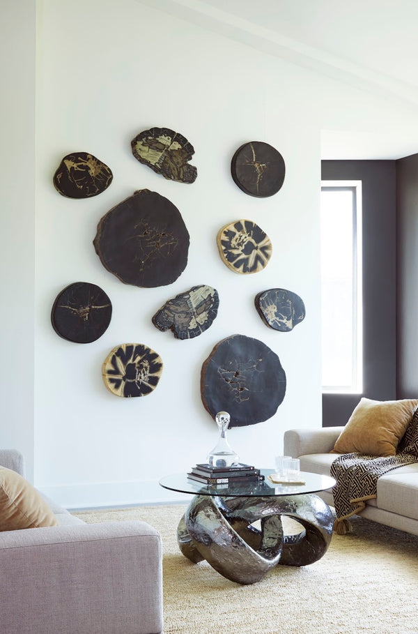 Phillips Collection Cast Petrified Wood Wall Tile - Durable, Nature-inspired Design For Stunning Modern Interiors Brown,Black Resin Ph95524