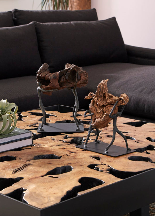 Phillips Collection Atlas Balancing Wood Sculpture - Mythical Endurance Inspired Design For Modern Interiors Black,Brown Wood Th100850