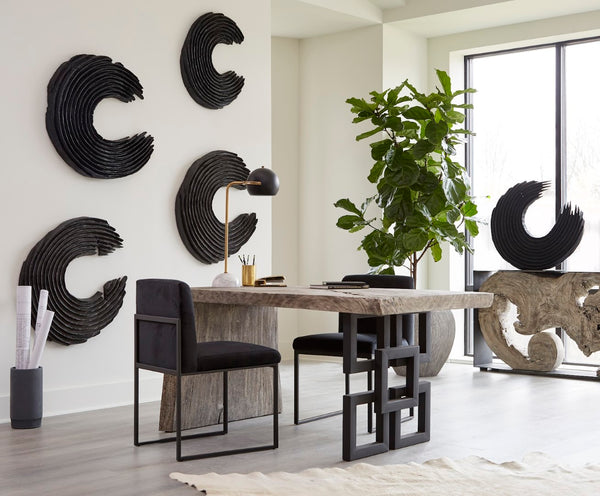 Phillips Collection Swoop Wall Art - Large Black Wood Sculpture With Asymmetrical Design For Modern Organic Decor Black Wood Th103478