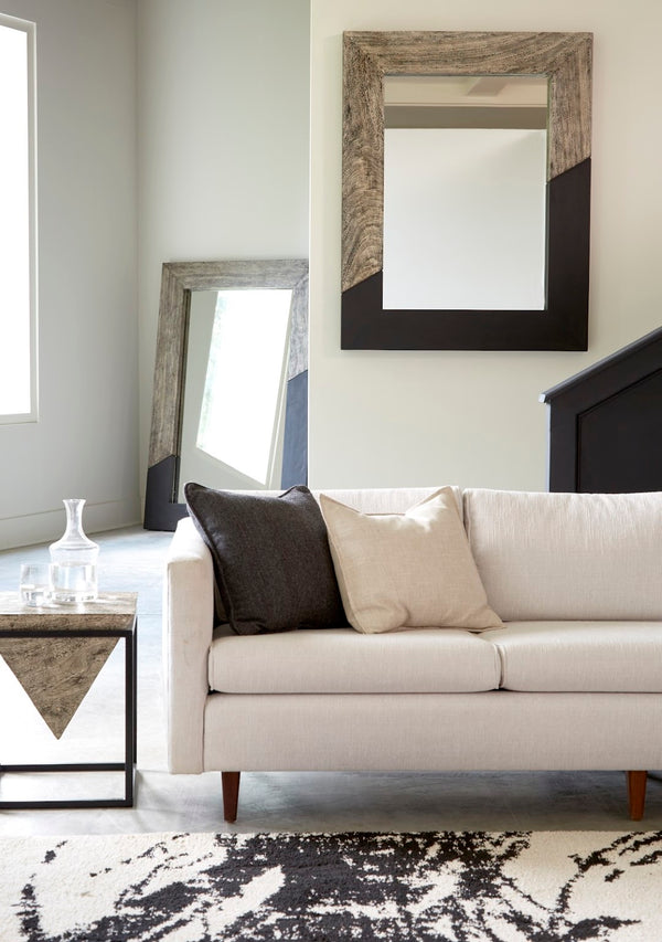 Phillips Collection Geometry Large Wood Mirror - Modern Organic Design With Textured Woodgrain For Stylish Spaces Gray,Black Wood ,Chamcha Wood Th105236