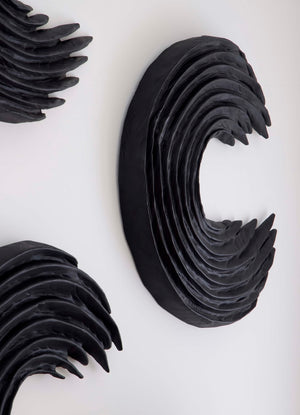 Phillips Collection Swoop Wall Art Sculpture - Modern Organic Black Wood Design, Small Asymmetrical Curved Accent Piece Black Wood Th105374