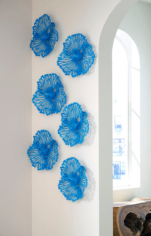 Phillips Collection Flower Wall Art - Intricate Floral Design For Stunning Home Décor, Perfect For Any Space Blue Metal Th109687