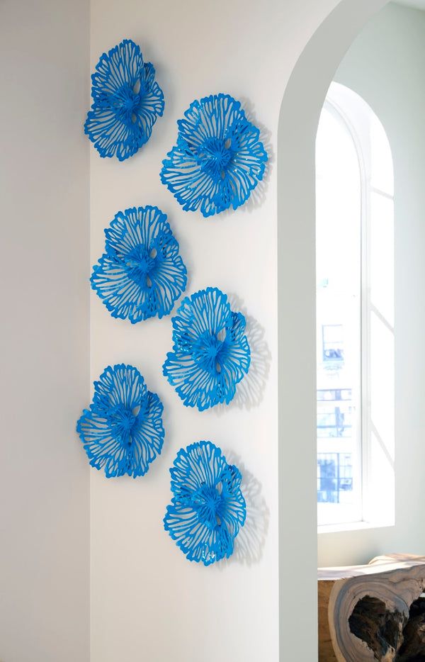 Phillips Collection Flower Wall Art - Intricate Floral Design For Stunning Home Décor, Perfect For Any Space Blue Metal Th109687