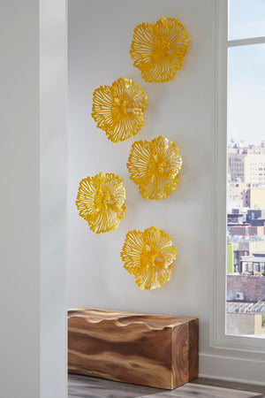 Phillips Collection Flower Wall Art - Intricate Floral Design For Stunning Home Décor, Perfect For Any Space Yellow Metal Th109688