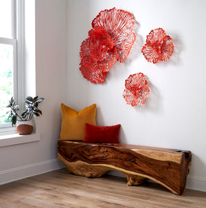 Phillips Collection Flower Wall Art - Intricate Floral Design For Stunning Home Décor, Perfect For Any Space Orange Metal Th109689