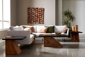 Phillips Collection Slant Side Table - Contemporary Natural Wood & Black Top, Stylish Accent For Modern Interiors Black,Brown Wood ,Chamcha Wood Th113553